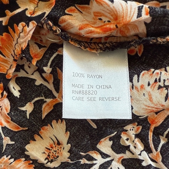 Christian Siriano Floral Blouse in Black and Orange / XS - Picture 3 of 12